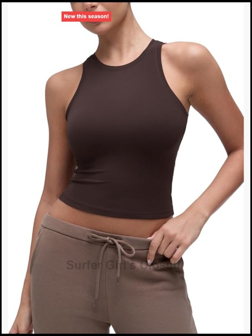 High Neck Tank Top Waist Length Nylon Soft Stretch